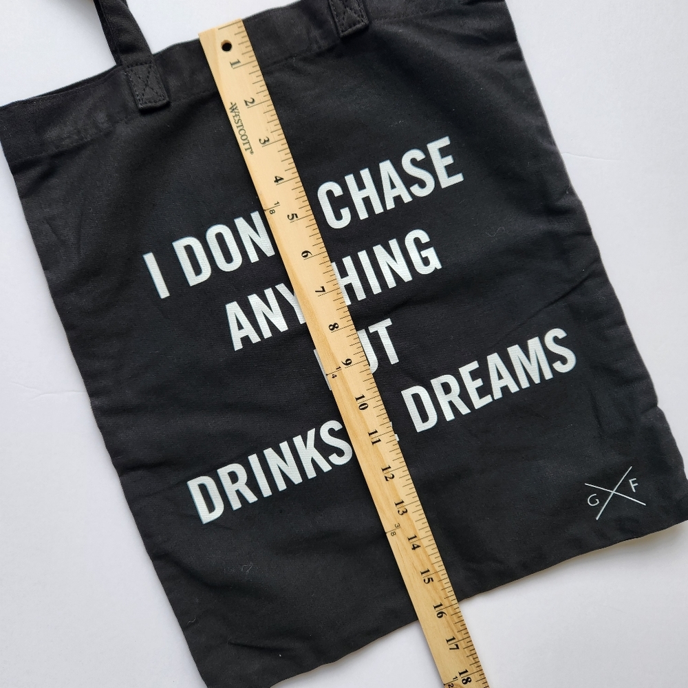 Gentle Fawn Black White Tote Bag Drinks And Dreams Graphic Book Bag Academia - Picture 6 of 7